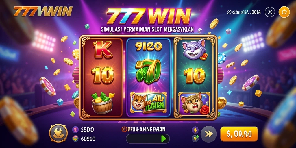 Tampilan gameplay menarik dari game simulasi slot 777WIN.