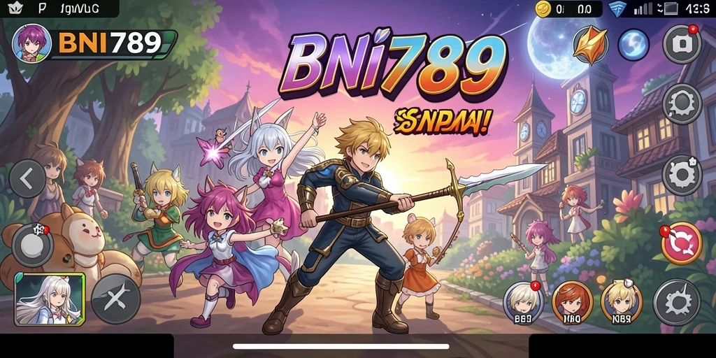 Tampilan gameplay BNI789 yang penuh warna dan karakter menarik.