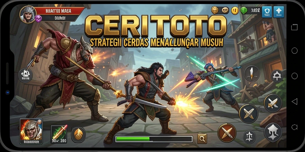 Screenshot utama CERITOTO menampilkan aksi intens dan strategi permainan.