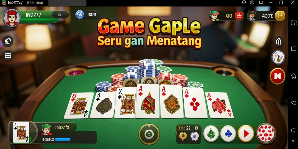 Tampilan gameplay seru Gaple IND777 dengan interaksi pemain.