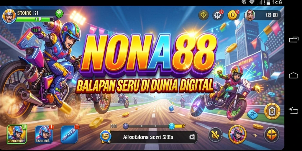 Tampilan gameplay NONA88 saat balapan mendebarkan.