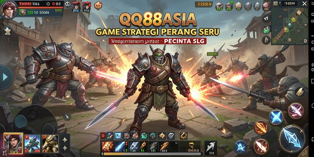 Screenshot gameplay QQ88ASIA yang menampilkan aksi perang strategi.