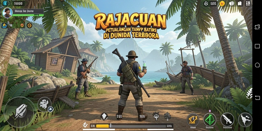 Screenshot RAJACUAN yang menampilkan petualangan di dunia terbuka.